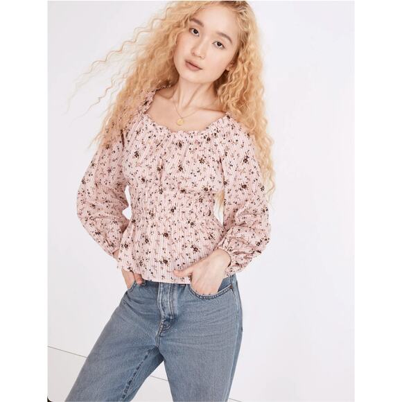 Madewell Tops - Madewell Sophia Long Sleeve Blouse Top in Pink Bouquet Floral NE183 // L